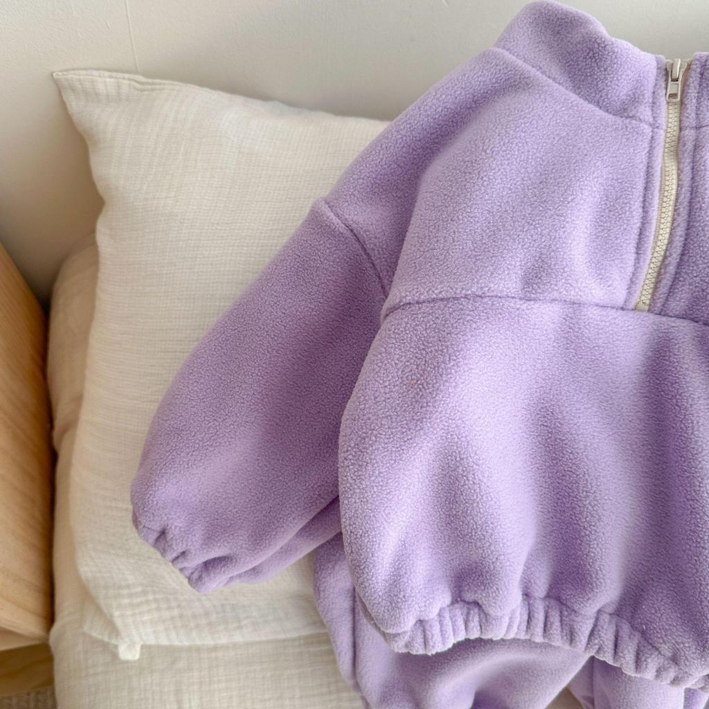 Koreanischer Stil Herbst Baby & Kleinkind Doppelseitiger Fleece Trainingsanzug - Zweiteiliges Set