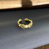2026 Gold Glaze Luting Retro British Style Color Rice Flag Open Ring Female Simple Flower Light Luxury Temperament Ring