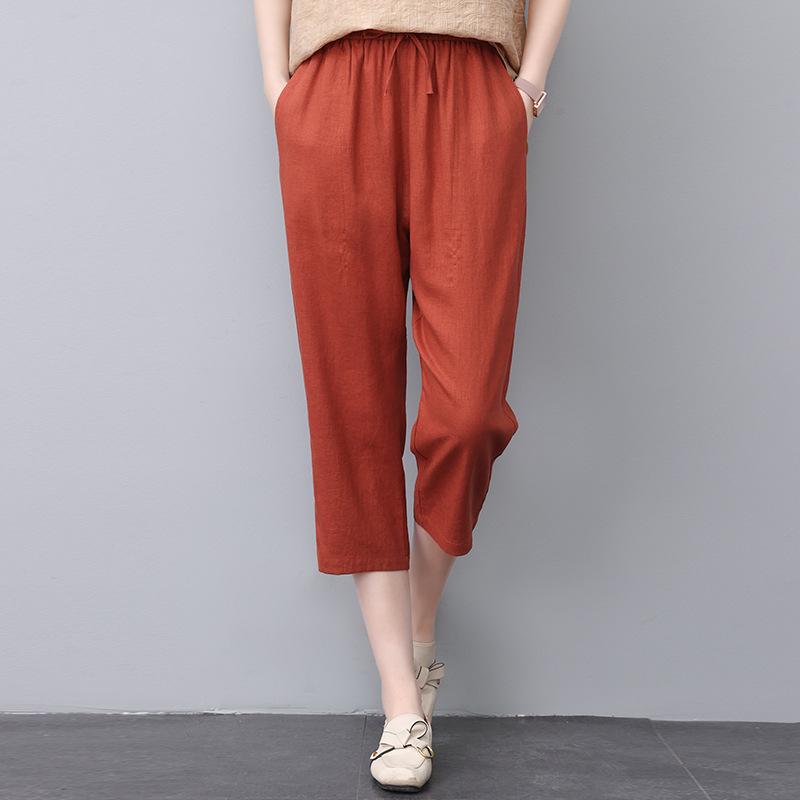 

Women s 2025 Summer Cotton Linen Slimming Casual Pants - Seven-Point Length XX-Large