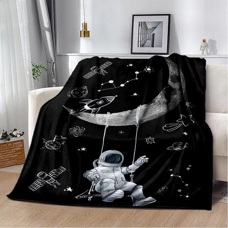 3D Outer Space Astronaut Universe Spaceman Cartoon Blanket,Soft Throw Blanket for Home Bedroom Bed Sofa Office Cover Blanket Kid
