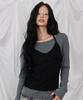 LMR Studded Halterneck Layered Long Sleeve T-Shirt Grey