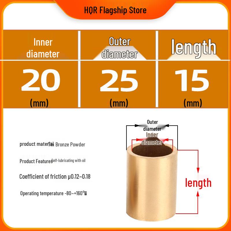 Self-Lubricating Oil-Impregnated Copper Bearing Bushing, Inner Guide 3-5, 6-8, 10-14, 15-32
