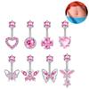 Rosa Herz Schmetterling Bauchnabelring Für Damen Mädchen Süß Edelstahl Zirkon Bauchnabelring Körperpiercing Schmuck Geschenk