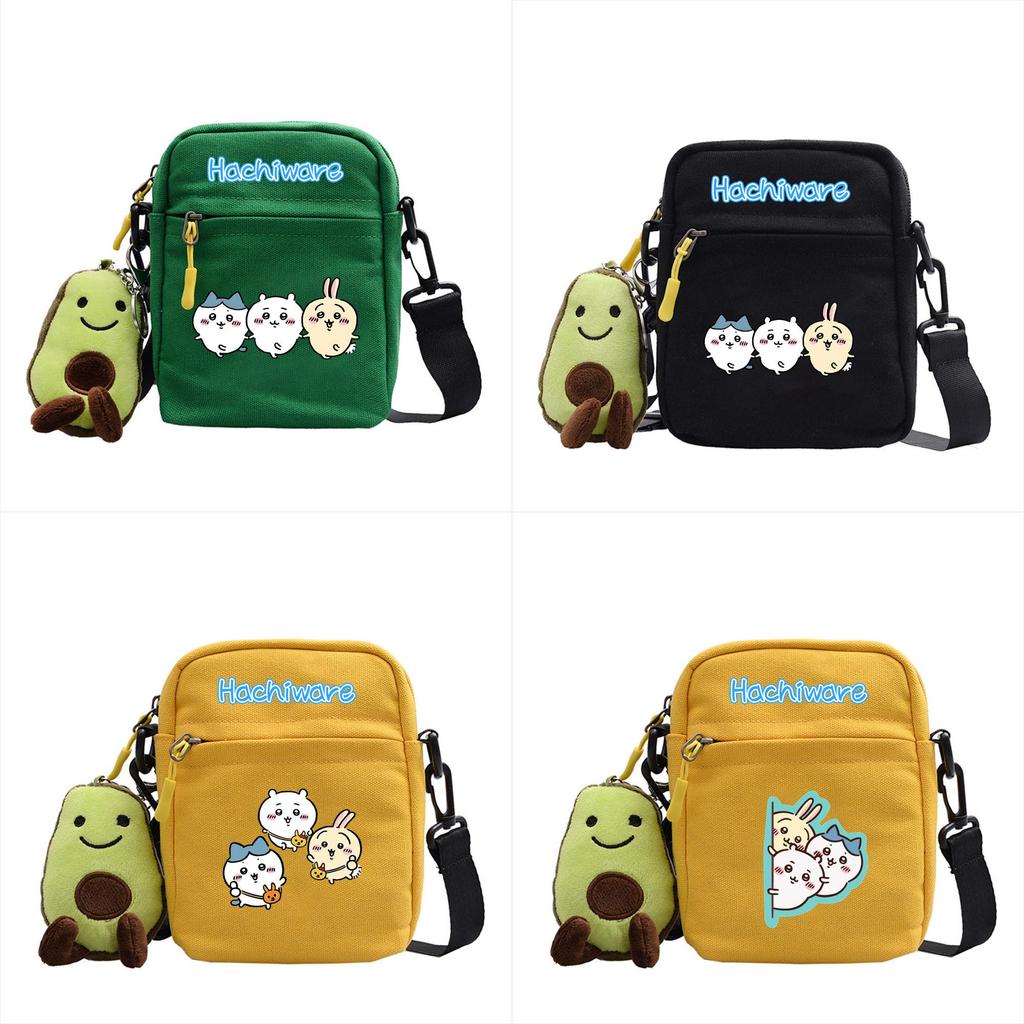 Chiikawa Cartoon Canvas Square Shoulder Bag With Inner Pouch For Casual Outings