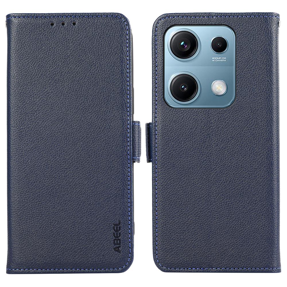 

ABEEL Чехол для Xiaomi Redmi Note 14S 4G Кожаный чехол с текстурой личи Блокировка RFID Чехол для телефона Blue