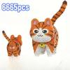 2025 New Orange Blossom Cat Cute Pet Micro Diamond Building Block Desktop Home Decoration Children's Toys Kids Birthday Gifts