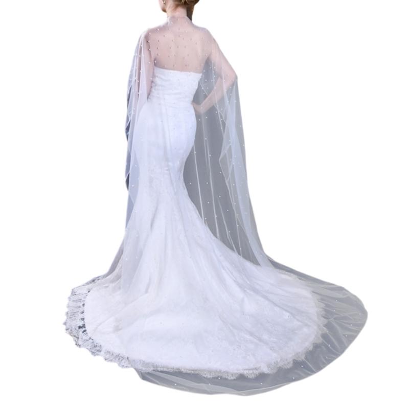 Adjustable False Sleeve Bridal Stole Elastic Mesh Wedding Accessory Pearls Embellishments Formal Wear