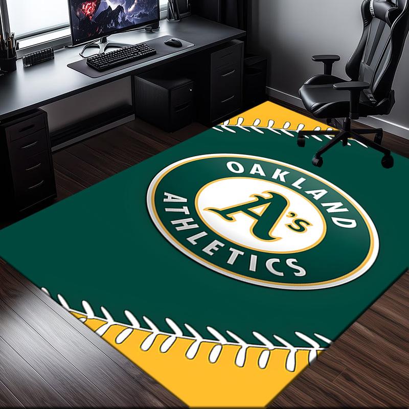 Athletics Oakland Emblem Rug Office Carpet Non-Slip Mat, Chair Rug Floor Covering for Gaming, Bedroom, Living Room , Home Decor Christmas Gift
