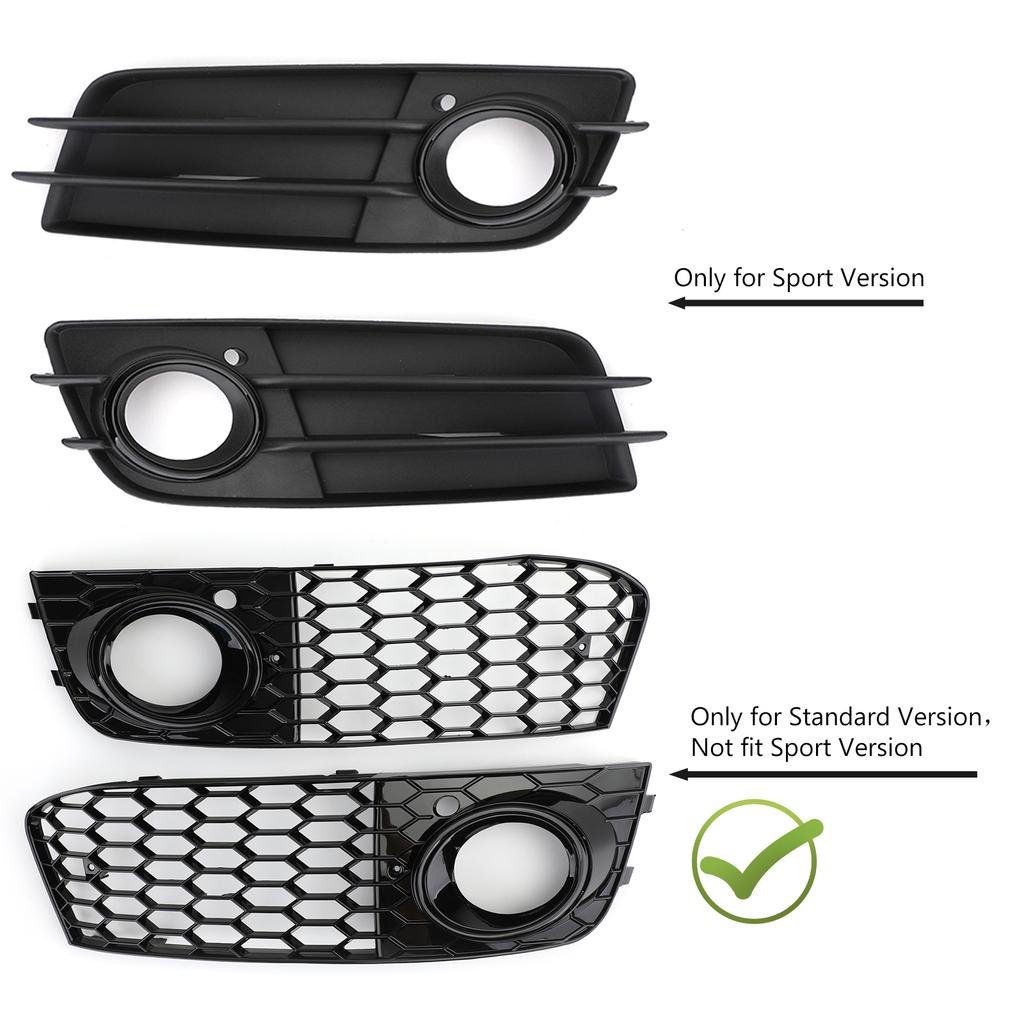 Pair Honeycomb Mesh Fog Light Open Vent Grill Intake For  A4 B8 2009-2012