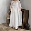 Summer Women Loose Versatile Pullover Side Button Lace Splice Layered Vest Dresses