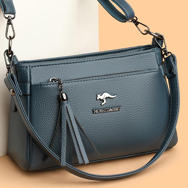 Soft Leather Women's Small Square Bag Shoulder Bag Middle-Aged Mother's Bag Commuter Crossbody Bag