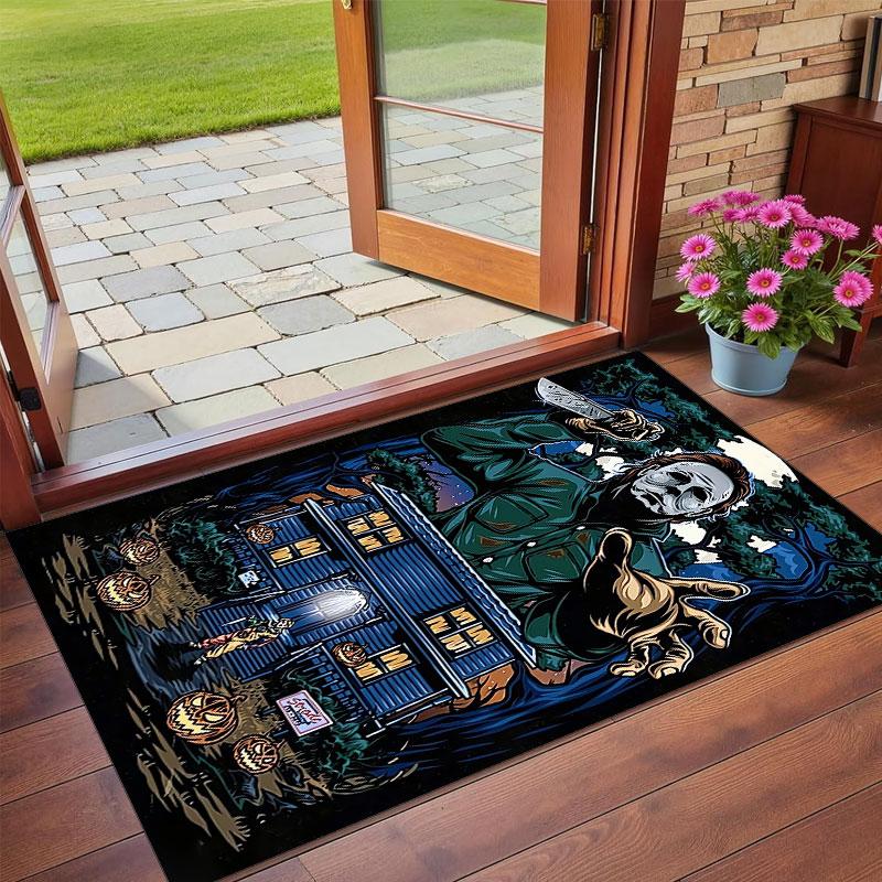 Crystal Velvet Rug Soft Non Slip Indoor Floor Mat Home DecorHalloween Michael Myers