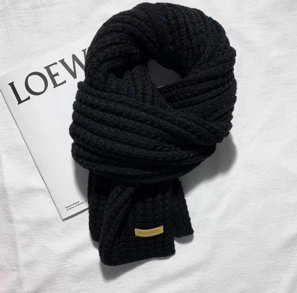 

Модный шарф женский осенне-зимний сотни модных утолщенных теплых шаль для пар шейный платок чёрный