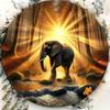 Sunshine Elephant 7.8 Round Metal Wall Art, Durable Tin Sign for Home & Outdoor Decor, Easy Hang