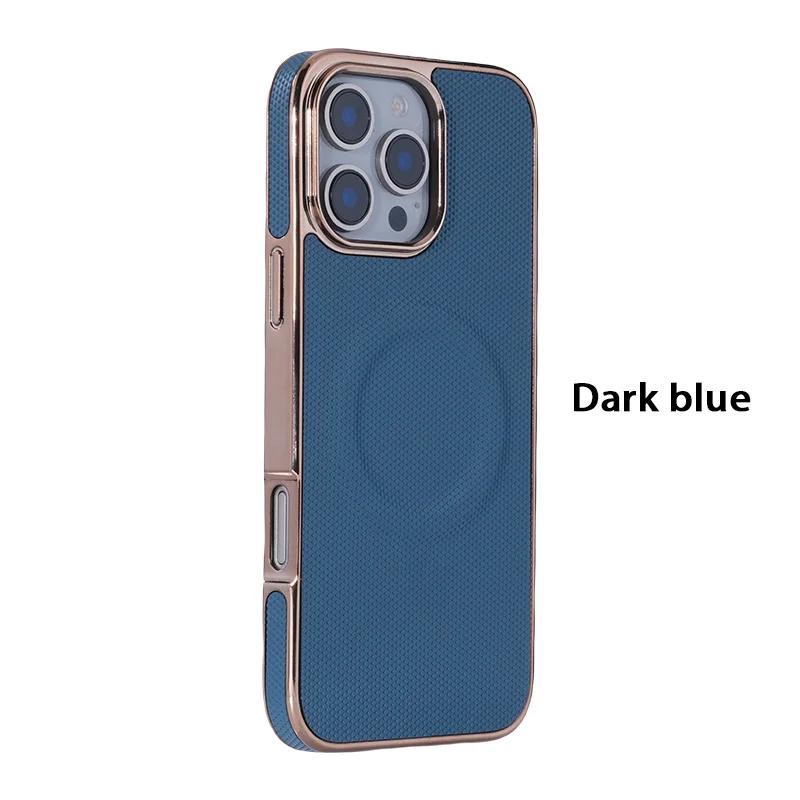 Plattierungsleder-Unterstützung Drahtloses Laden Magnetische Telefonhülle für iPhone 16E 16 15 14 Plus 13 12 11 Pro Max Soft Edge Cover