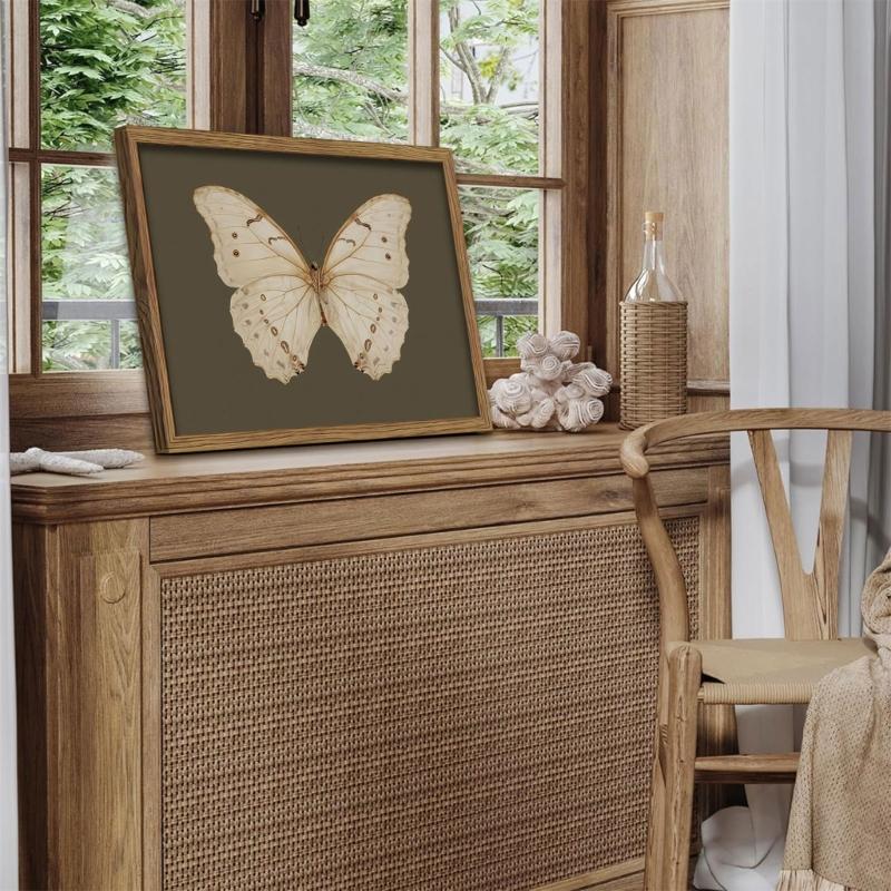 Antique Picture Frame Butterfly Paintings Wall Art Wall Hanging Decoration Wood Frame Easy Installation Home Accent