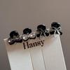 Black Pearl Rhinestone Bow Hair Clip for Bangs and Princess Hairstyles