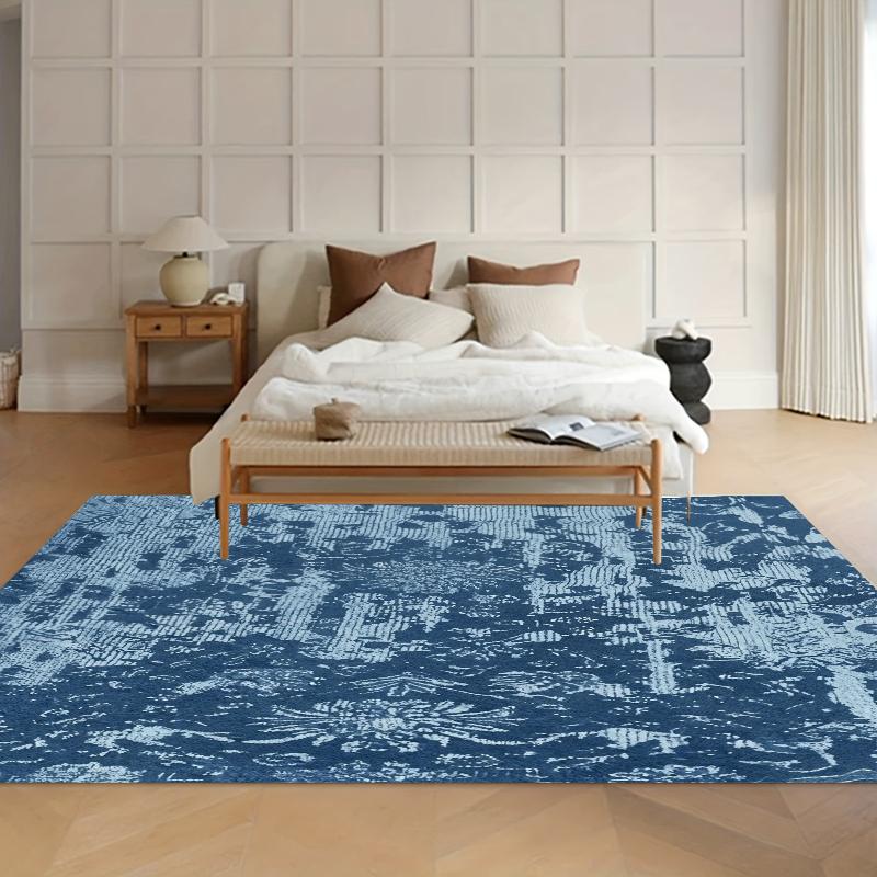 Non-Slip Rug Navy Distressed Floral Entry Door Mat Washable Carpet Navy Blue Study Room Rugs Home Carpets for Living Room Gift