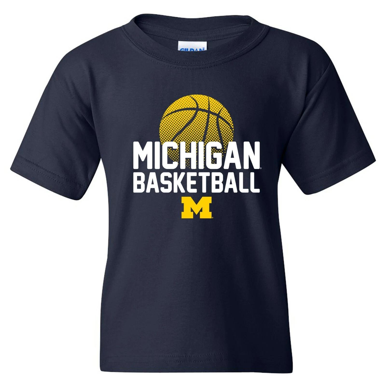 Michigan Wolverines Basketball Flux, Team Color Youth T Shirt - Navy 2XL