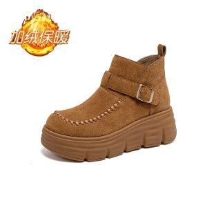 Fashion platform Martin boots women's autumn and winter new British style retro heightening casual warm short boots women's shoes