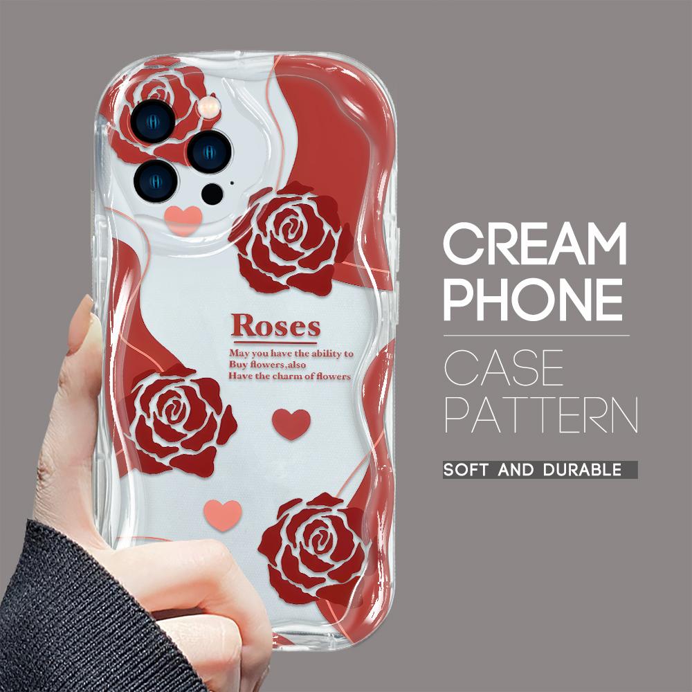 

Для iPhone 16 15 14 13 12 Pro Max Samsung S24 Ultra S23 S22 Plus Redmi Note 13 Pro Roses Pattern Wavy Edge Мягкий силиконовый чехол для защиты линз на всю поверхность телефона iPhone 13 чистый