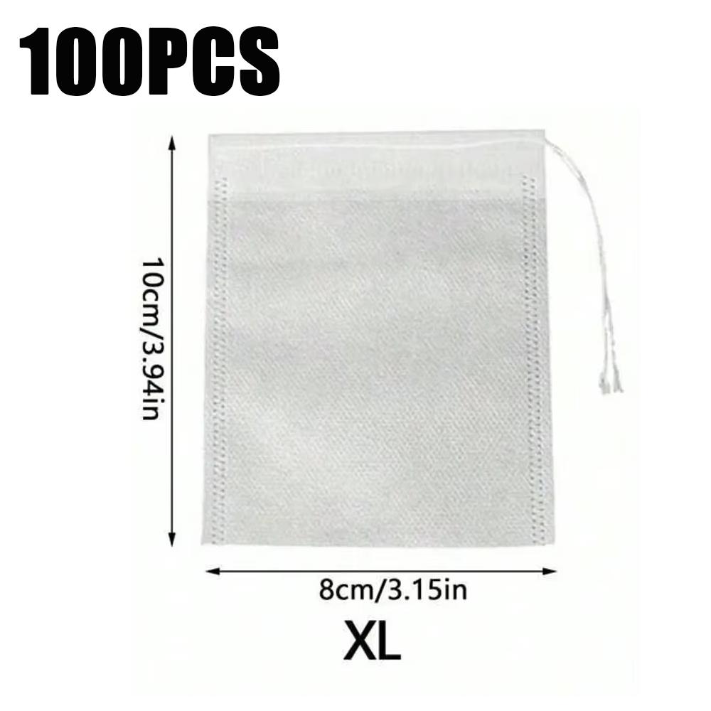 100/200pcs Disposable Tea Filter Bags Drawstring Style Empty Bags Non-Woven Sealing Teabags For Spice Coffee Tea Kitchen Tools