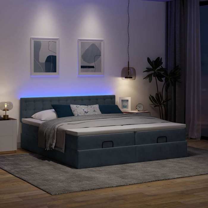 VidaXL Cadre de lit ottoman avec matelas gris foncé 160x200cm velours, cadre de lit, cadre de lit rembourré 3312954