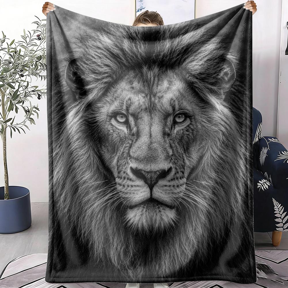 Black And White Tiger Throw Summer Lightweight Flannel Blanket Soft Breathable AC Throw for Sofa Bed Travel Cozy Nap
