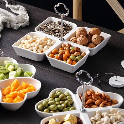 Keramik-Obstteller mit mehreren Gittern, Aufbewahrungsschalen für Trockenfrüchte und Nüsse, Süßigkeitenschalen, Haushaltsgeschirr, Snackteller, Aufbewahrungsboxen für Dim Sum