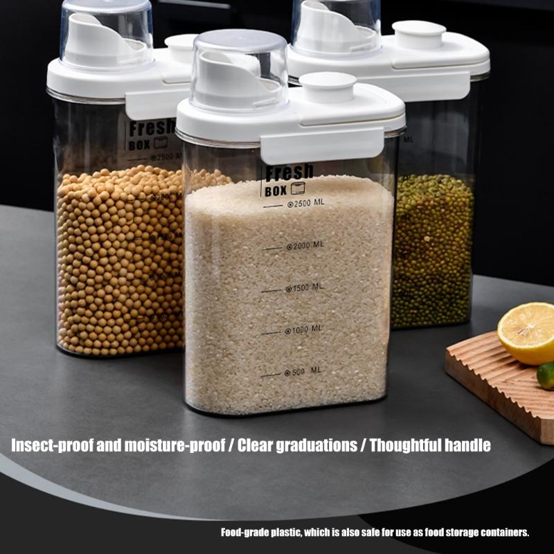 Airtight Kitchen And Laundry Storage Container With Double Sealing Lids And Ergonomic Handle Kitchen Storage Bin