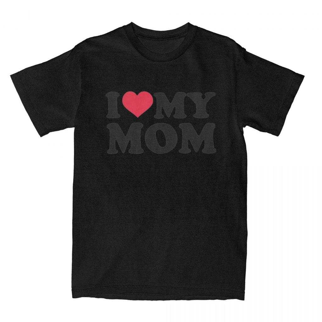 I Love My Mom T Shirt Apparel for Unisex Women Pure Cotton Vintage Gift for Mother Tee Shirt Short Sleeve Clothes Unique