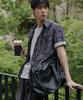 NODU Seersucker Check Crop Half Shirt [Charcoal]