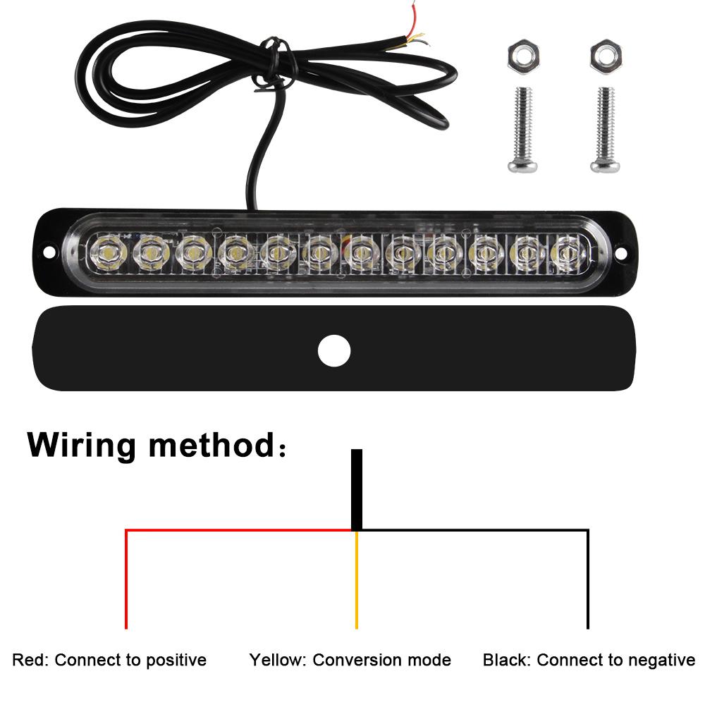 12 LED Strobe Warning Light  Police Lights Tail Lamp Led Side light 18 Flashing Modes for Car Truck Light 12V 24V White Yellow