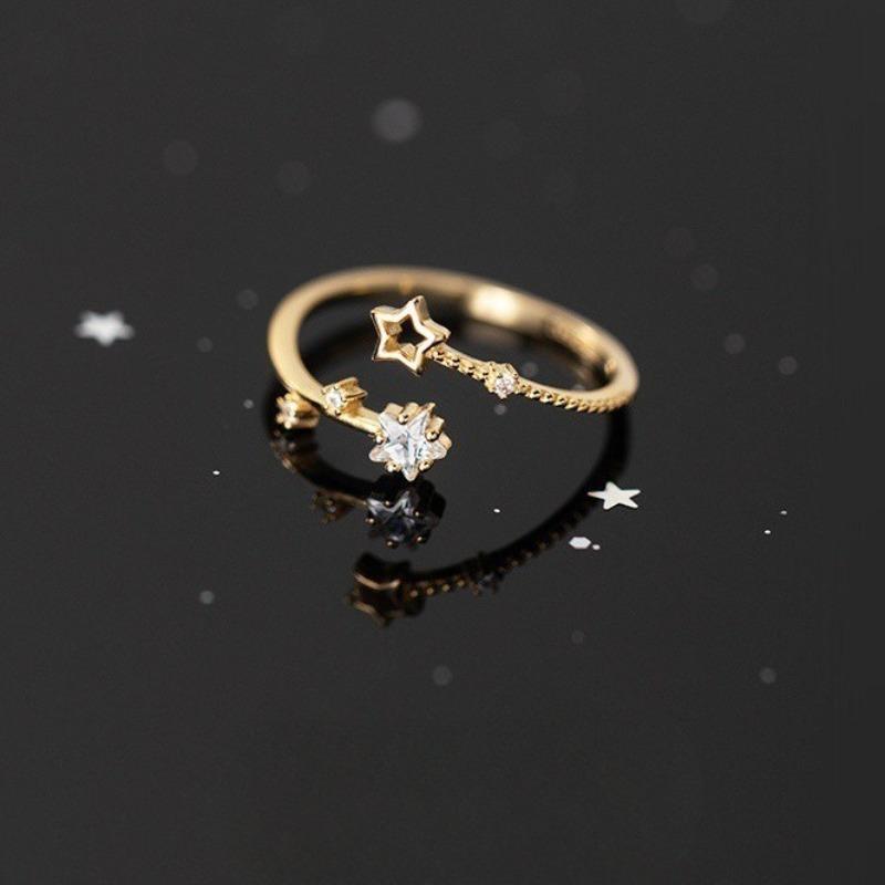 Meteor Moon Micro Set Ring - Women's Open Adjustable Luxury Zirconia Star Personalized Cool-Style Finger Ring