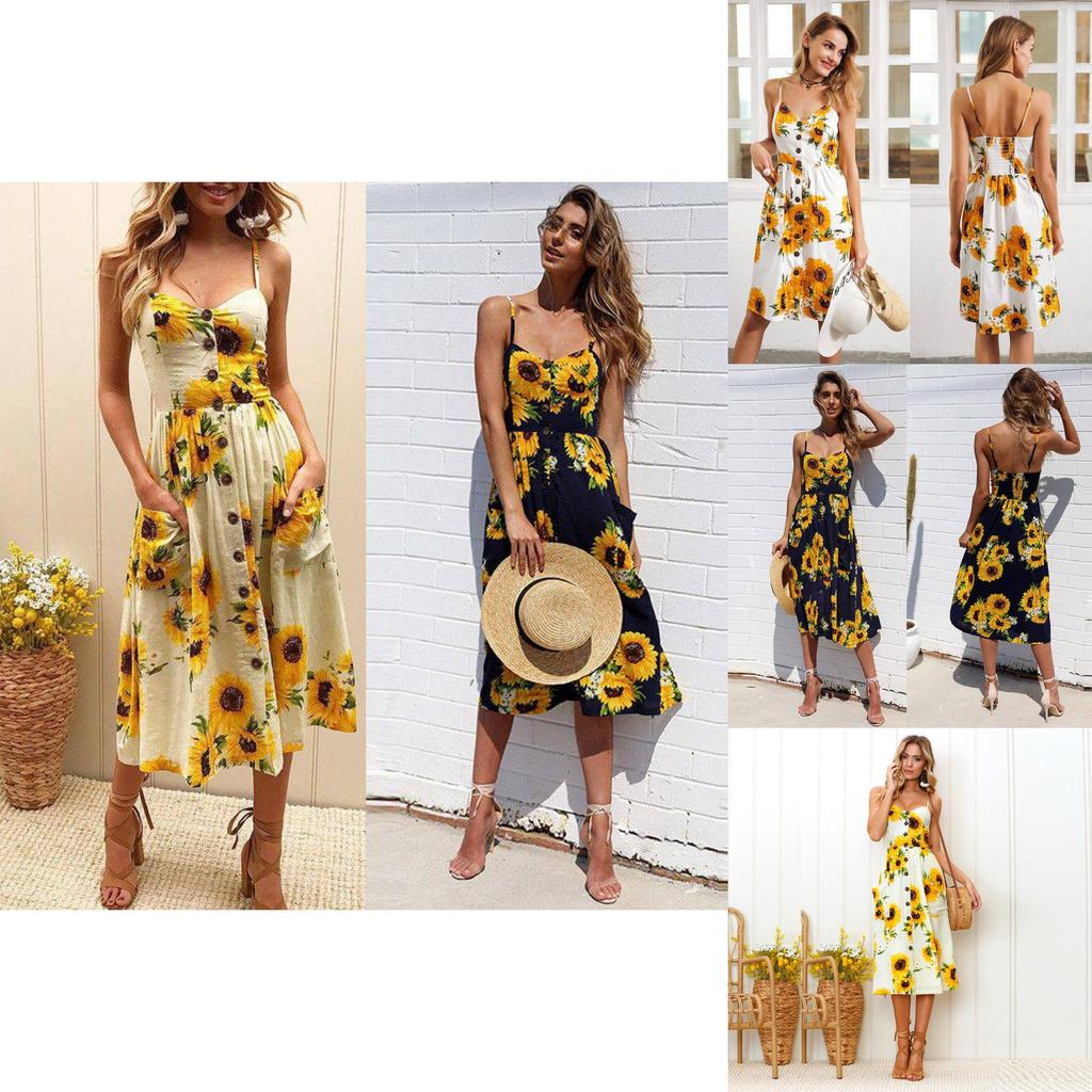 Stylish Summer Women's Backless Dress With Button Detail And V Neckline In Beige And Blue