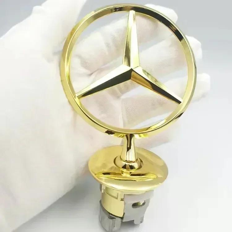 44mm 3D Metal Chrome Black Car Front Hood Emblem Bonnet Logo For Mercedes Benz C E S Class W204 W212 W220 W210 W221 Accessories FU3