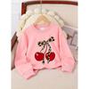 European Sizes Kids' Crewneck Sweatshirt - Cherry Leopard Bow Pattern Print Design , Sportswear And Casual Wear, Soft And Comfortable