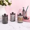 4 PCS Round Cotton Swab Holders, Transparent Storage Containers for Bathroom Counter Organizer, Multi-Functional for Toothpicks