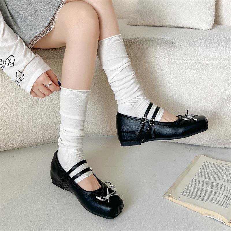 Retro Black French Flat Bottom Inner Height Increase Shallow Mouth Single Shoes Women's Summer 2025 New High-end Square Head Mary Jane Shoes