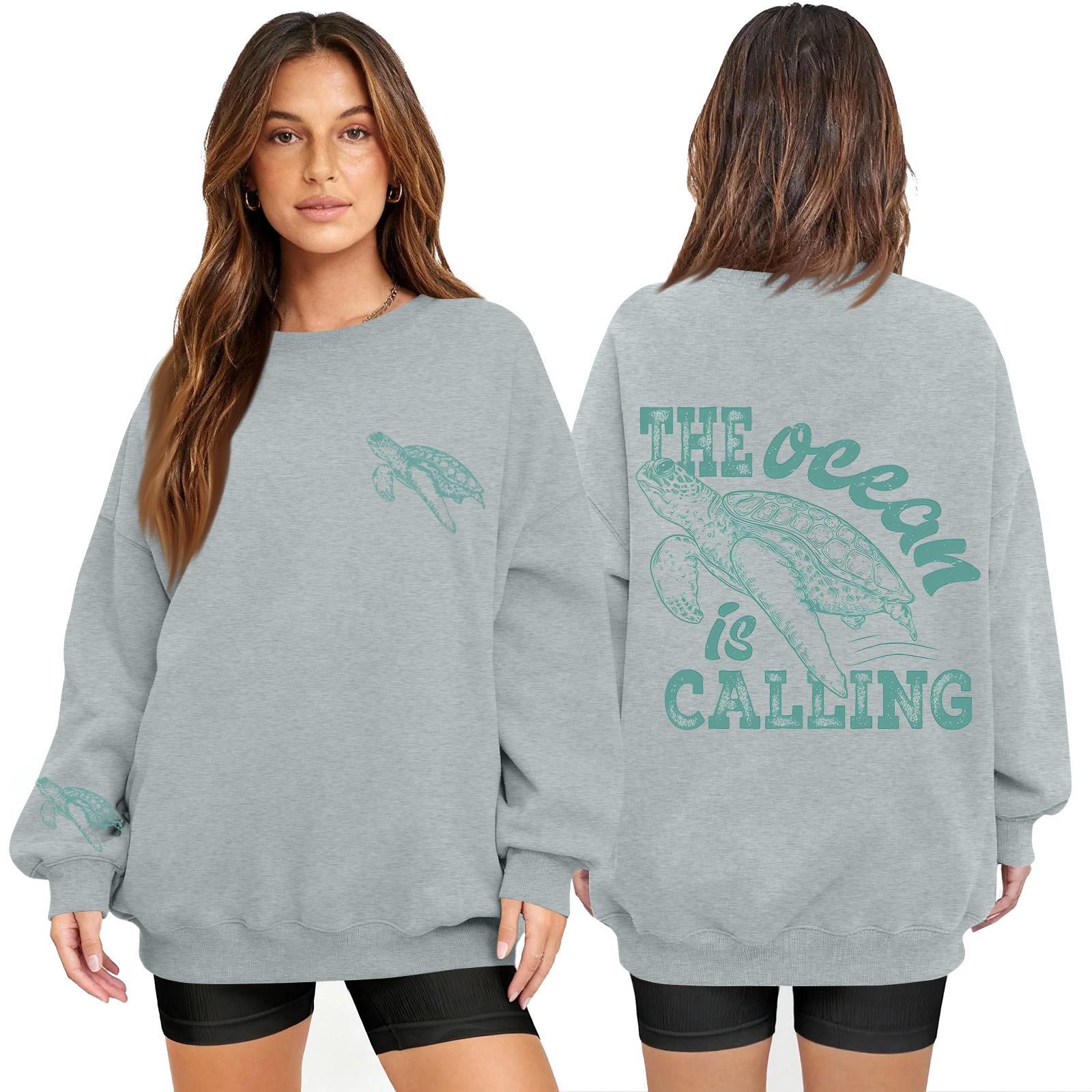 

Women s Fashion Long Sleeve Print Round Neck Loose Pullover Sweater Top XXL