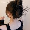 Super Fairy Temperament Black Feather Hairpin Female Grab Clip Shark Clip Personalized Hair Accessories Female