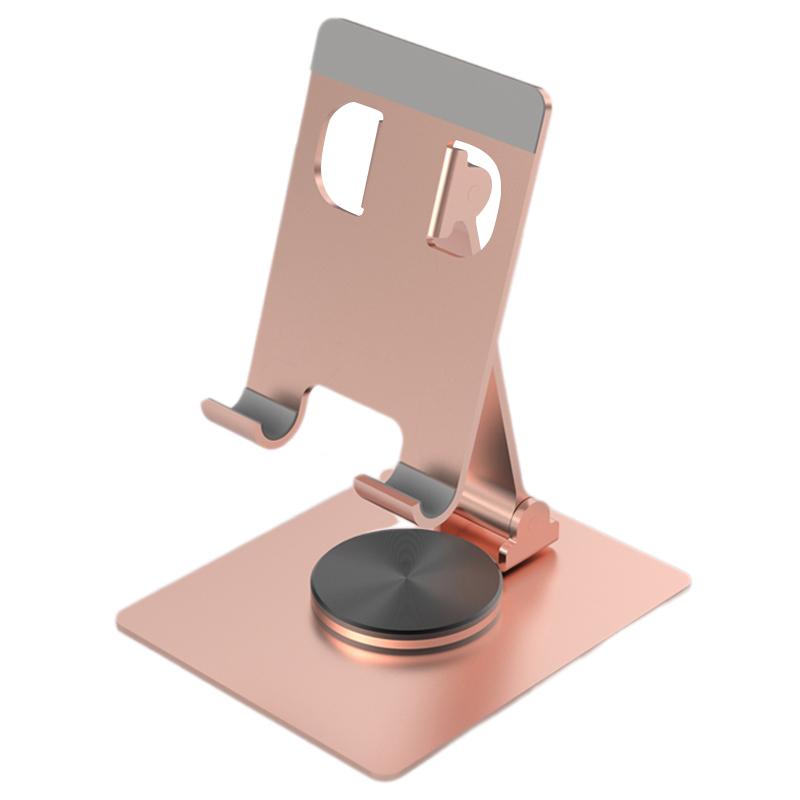 

YY-022 Desktop Phone Tablet Holder Stand 360-Degree Rotatable Aluminum Alloy Bracket Rose Gold