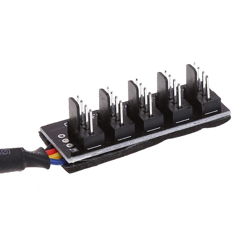 4-Pin PWM Fan Hub 1 To 5 Splitter Cable, PC Case Motherboard Cooler Power Extension Adapter Cord for Desktop Computer Gaming Rig Cooling System