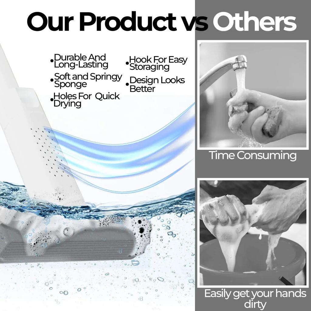 Portable Self-Squeezing Mini Mop Handheld Lazy Cleaning Tool Strong Absorbent Wet Dry Dual Function for Quick Easy Cleaning
