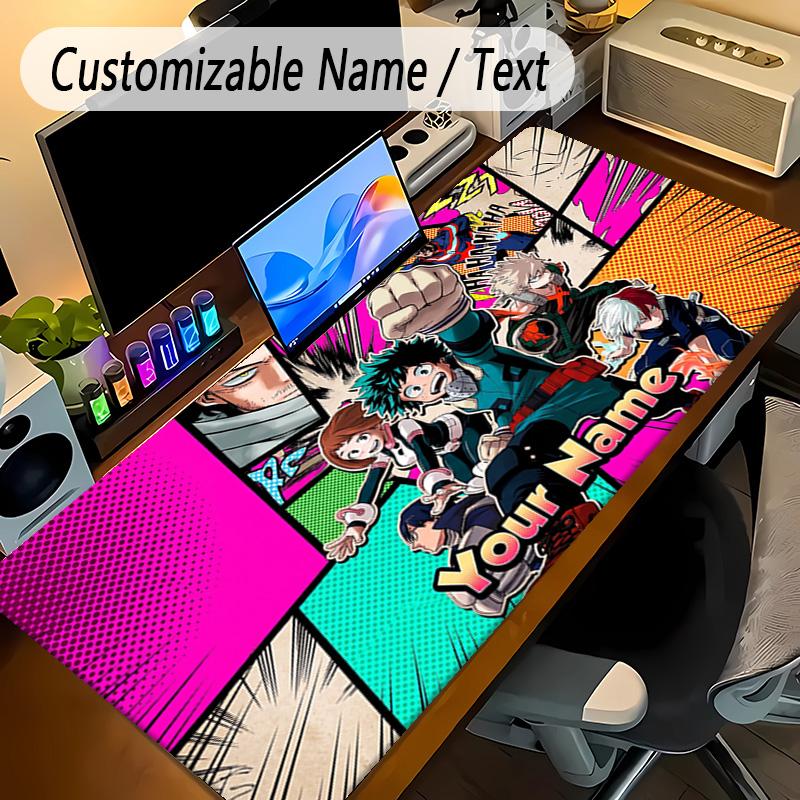 Large Mouse PadMy Hero Academia Custom Name Text Personalized Desk Mat Non Slip Gaming Pad