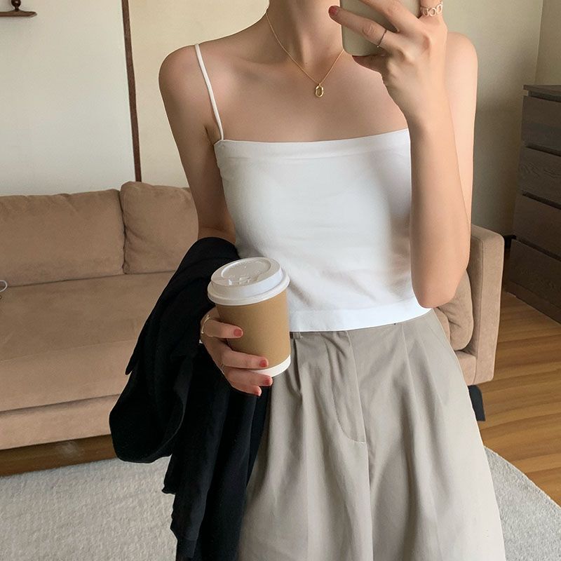 WTEMPO Women's Tank Top with Bra with In Spring and Beautiful Back Suspender Top for Women's Thin Style