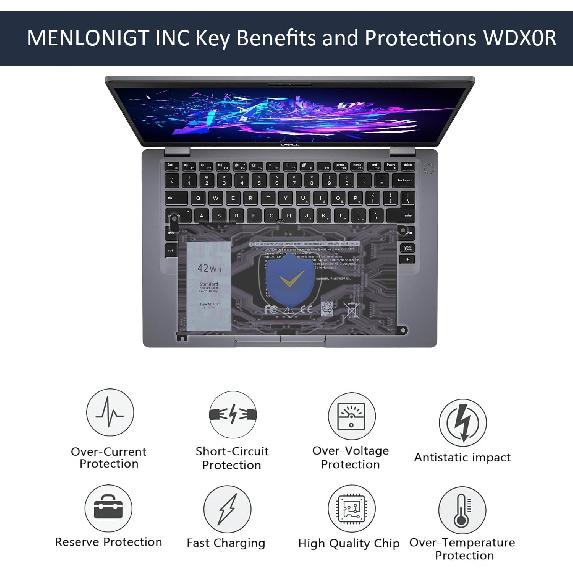 42wh WDXOR Laptop Battery for Dell Inspiron 13 15 5000 7000 Series 15 5565 5567 5568 5578 5579 7560 7570 13 7368 7378 5378 17 5765 5767 5770 P58F