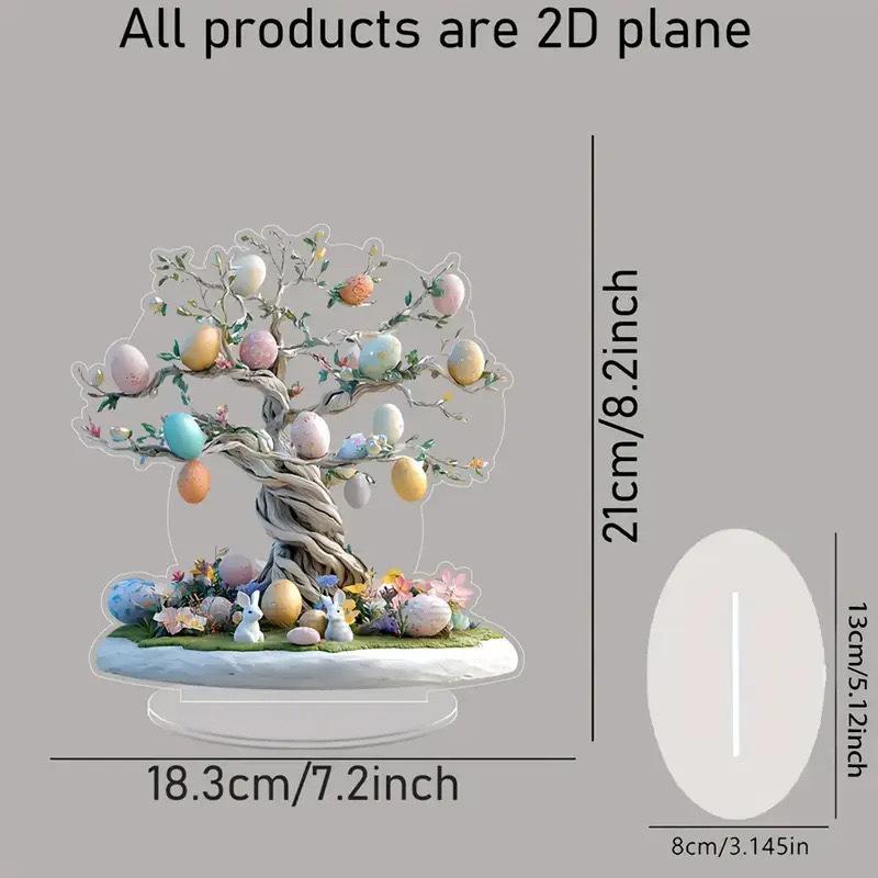 Easter Bunny Ornament Flat Acrylic Ornament Rabbit House Single Desktop Home Office Garden Ornament Yard Decoration Gift