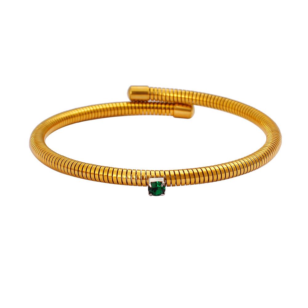 European Geometric Zirconia Stainless Steel 18K Gold Plated Multi-Layer Bracelet