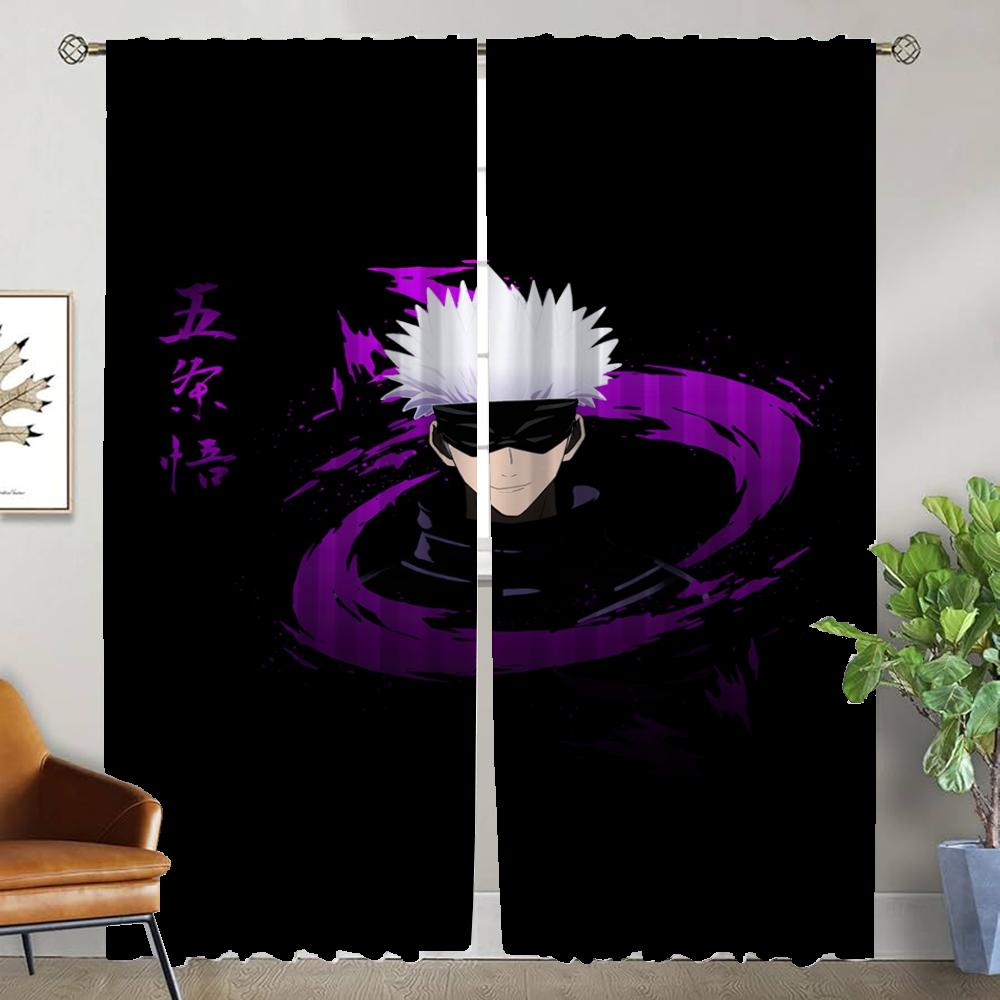 Gojo Satoru Modern Living Room Curtains 2 Pieces Blackout Curtain Home Interior Curtains for Camera Halloween Decoration Shades